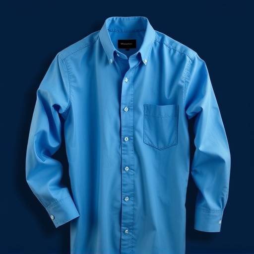 Camisa social azul de algod√£o eg√≠pcio