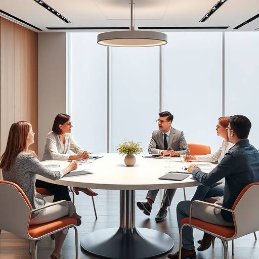 Imagem do curso de comunicaäão com pessoas em uma mesa redonda discutindo.